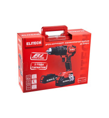 Дрель аккумуляторная Elitech ДА 20УБЛ2